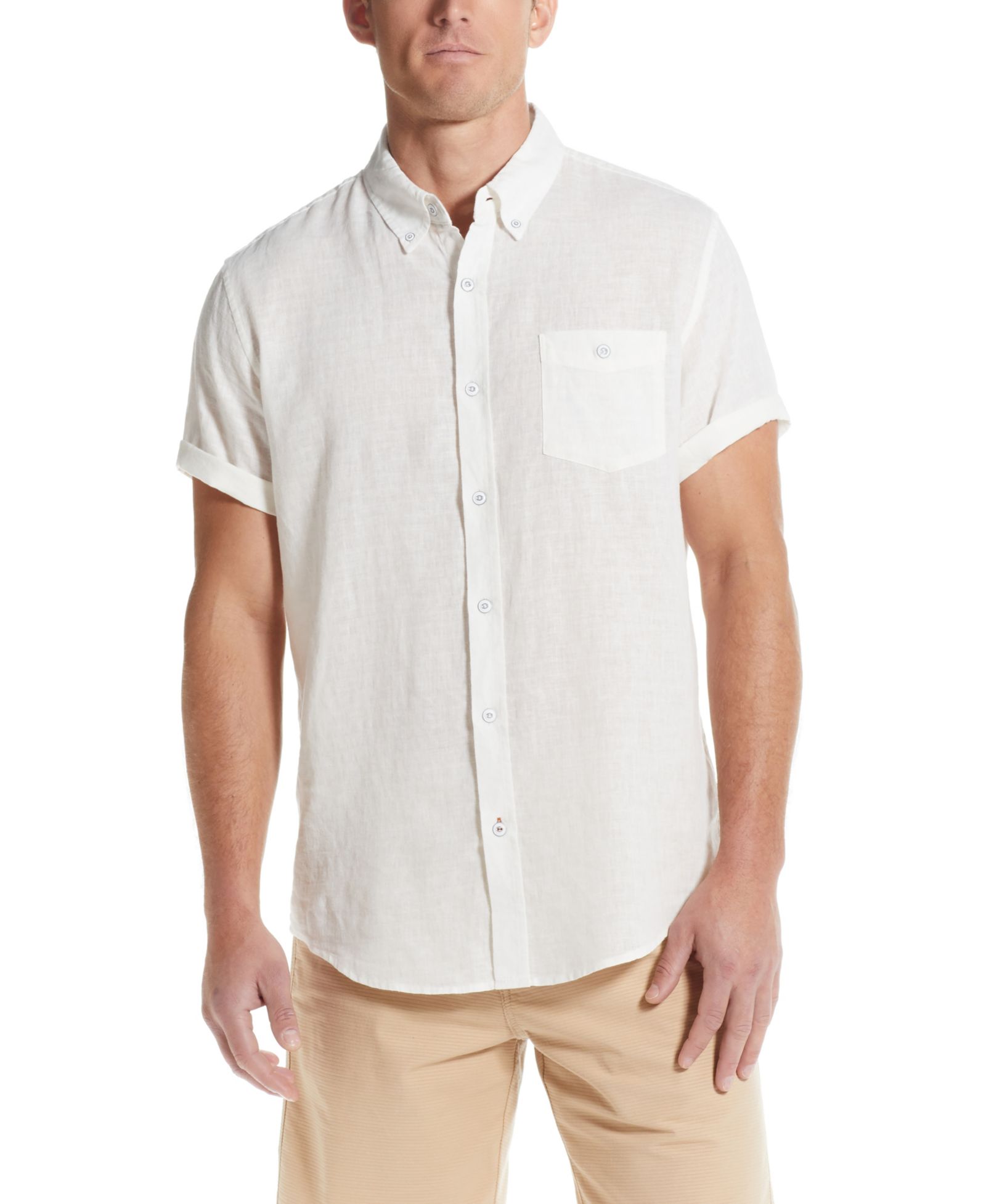 Weatherproof Vintage Men's Solid Short-Sleeve Button-Down Shirt