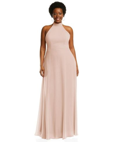After Six Women's High Neck Halter Backless Maxi Dress