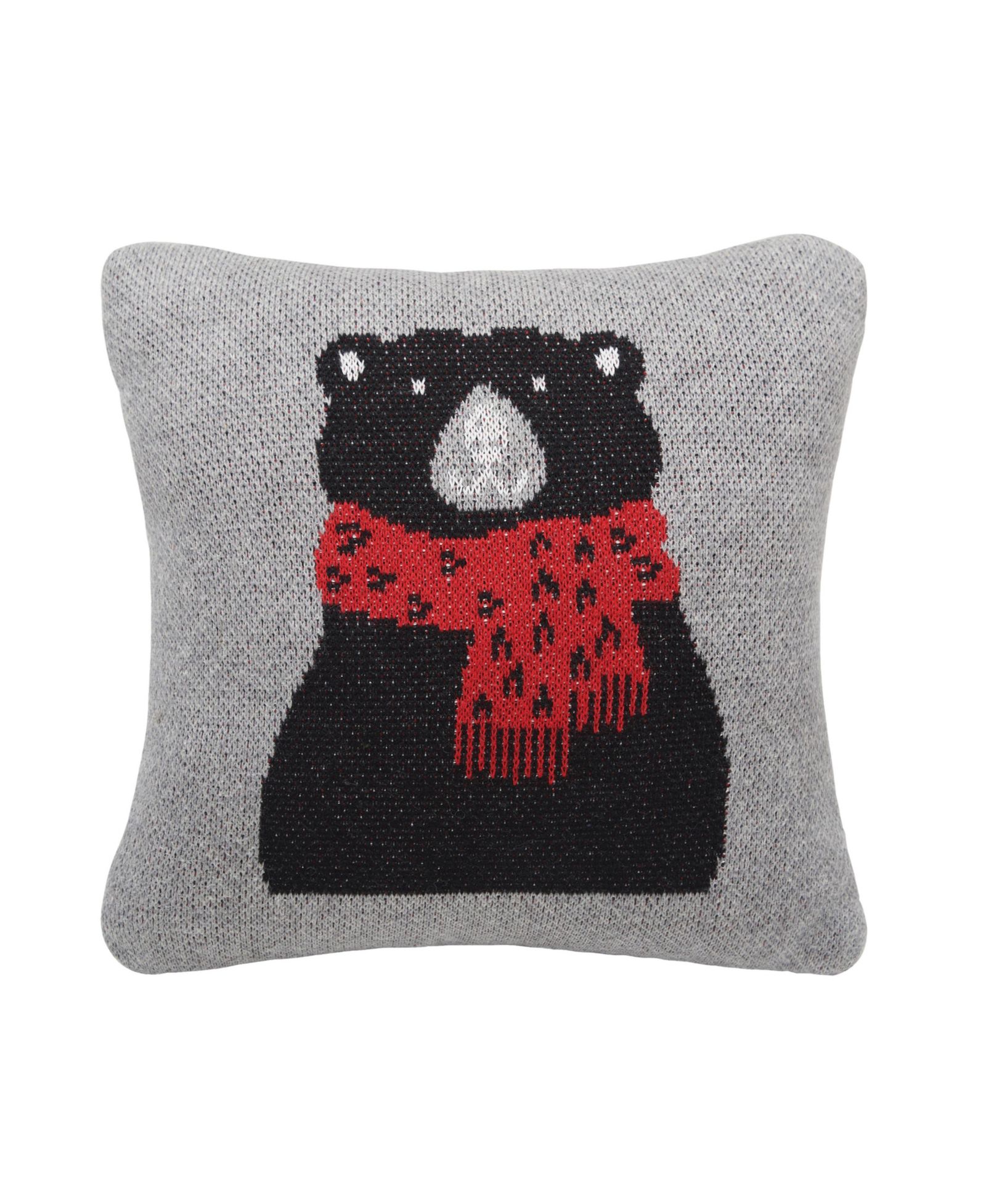 Winter Black Bear Small Christmas Accent Pillow, 10" x 10"