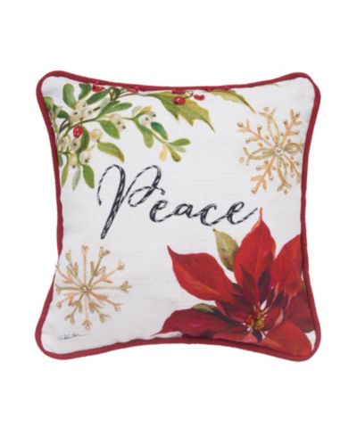 Декоративная рождественская подушка Peace Poinsettia Small/Petite, 10" x 10"