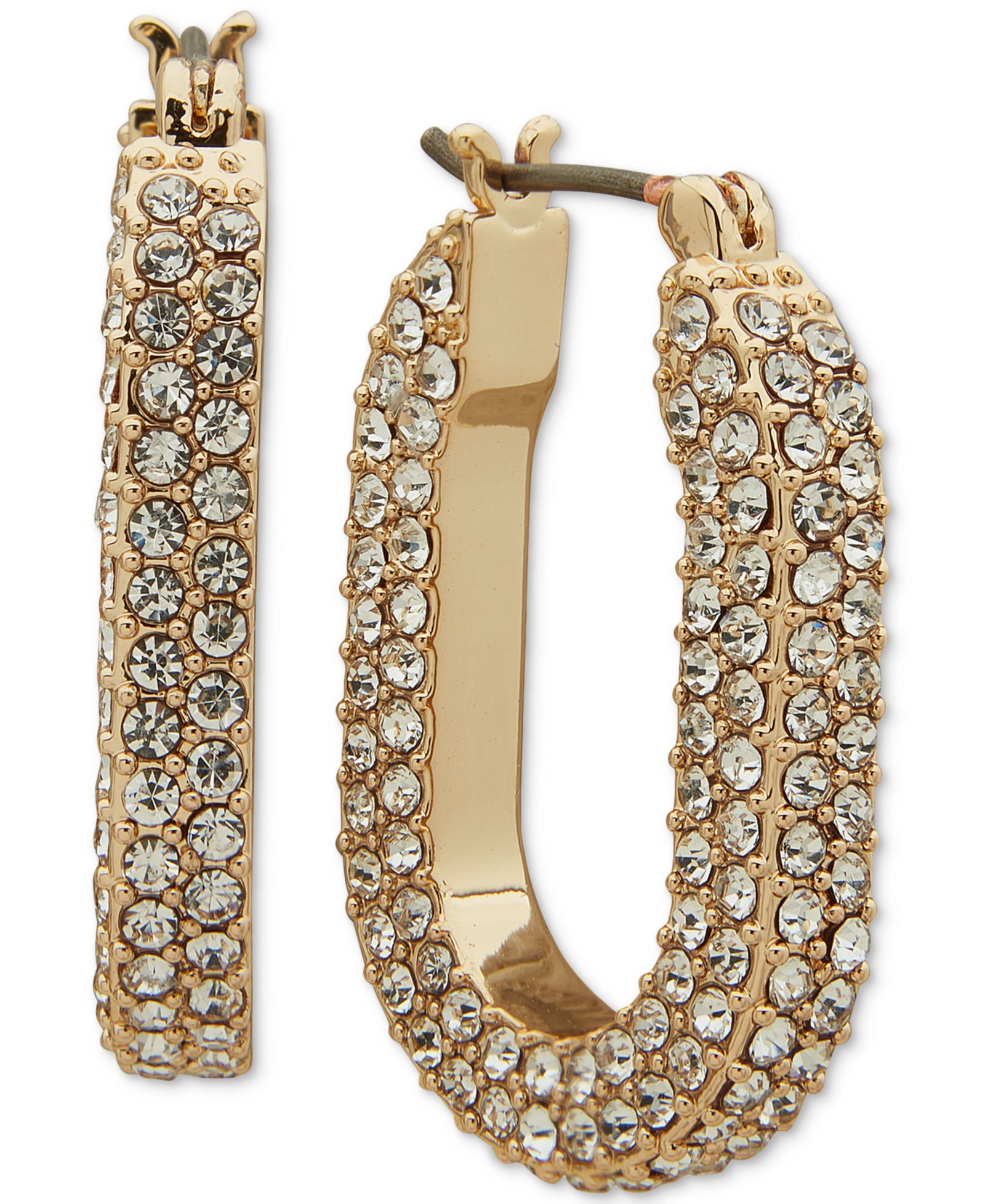 KARL LAGERFELD PARIS Gold-Tone Crystal Pavé Small Hoop Earrings, .87"