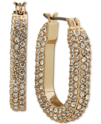 KARL LAGERFELD PARIS Gold-Tone Crystal Pavé Small Hoop Earrings, .87"