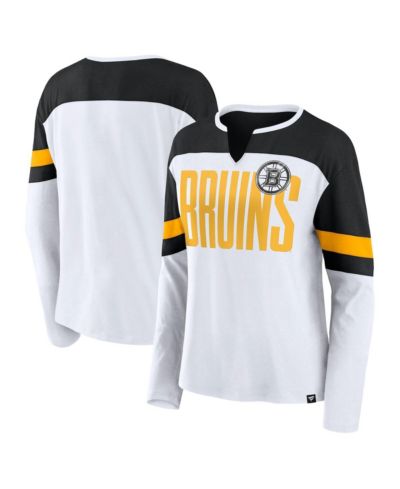 Fanatics Женская футболка Boston Bruins Frozen Long Sleeve Notch Neck, белая