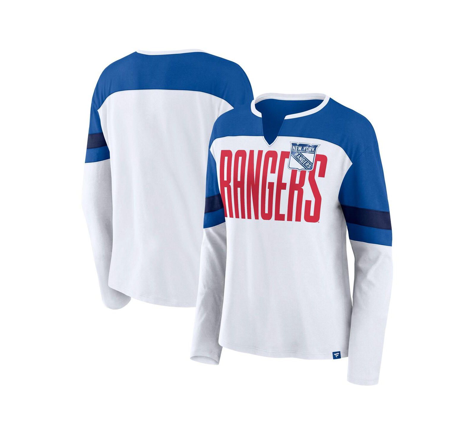 Женская футболка Fanatics New York Rangers Frozen Long Sleeve, белая/синяя