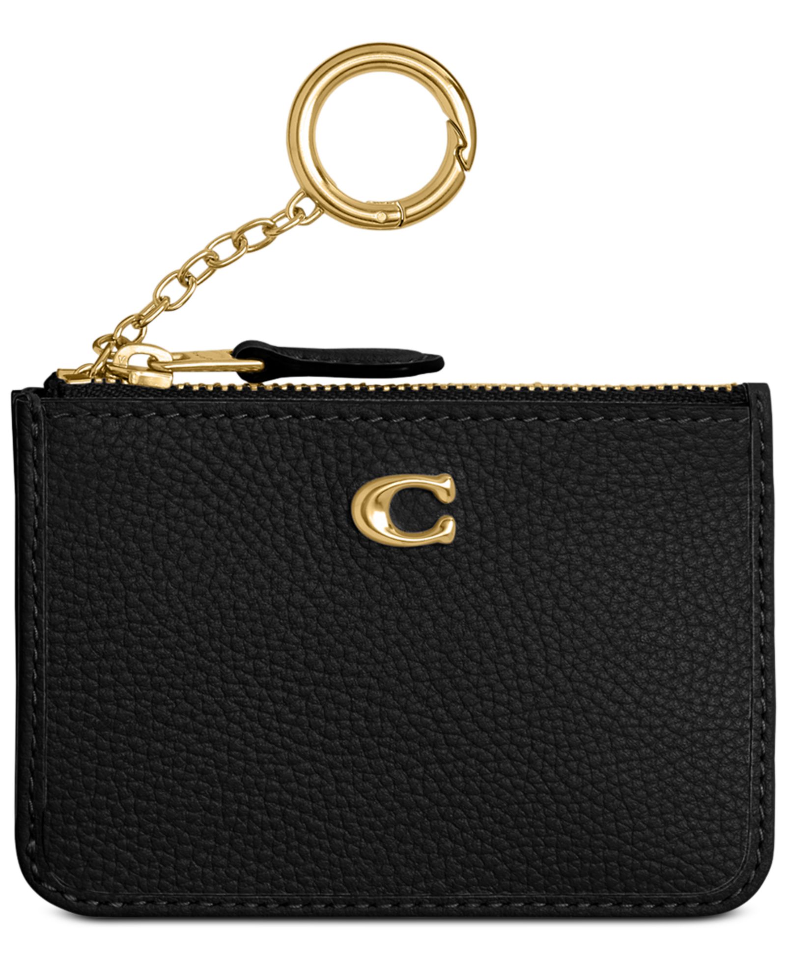COACH Essential Mini Pebble Leather ID Card Case