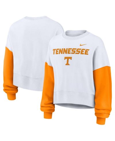 Женская укороченная толстовка Nike White Tennessee Volunteers Color-Block Oversized Cropped Pullover