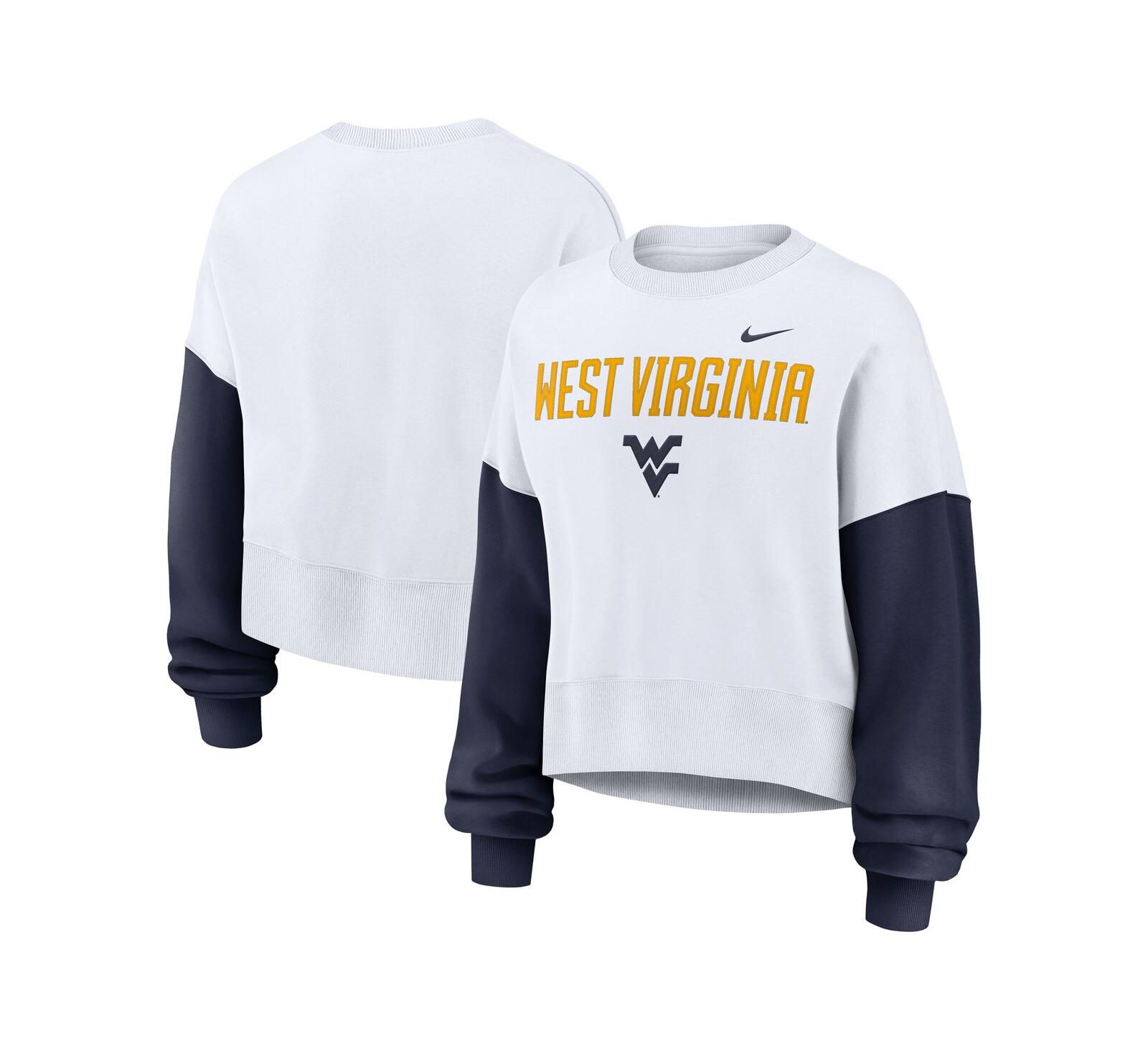 Женская безразмерная толстовка Nike White West Virginia Mountaineers Color-Block