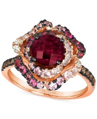 Le Vian Chocolatier® Multi-Gemstone (2-1/2 ct. t.w.) & Chocolate Diamond (1/5 ct. t.w.) Statement Ring in 14k Rose Gold