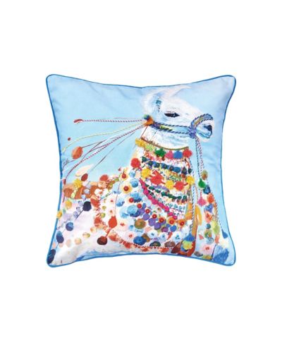 Llama Boho Blue Multicolor Cotton Throw Pillow 22" x 22" Cover And Insert Set