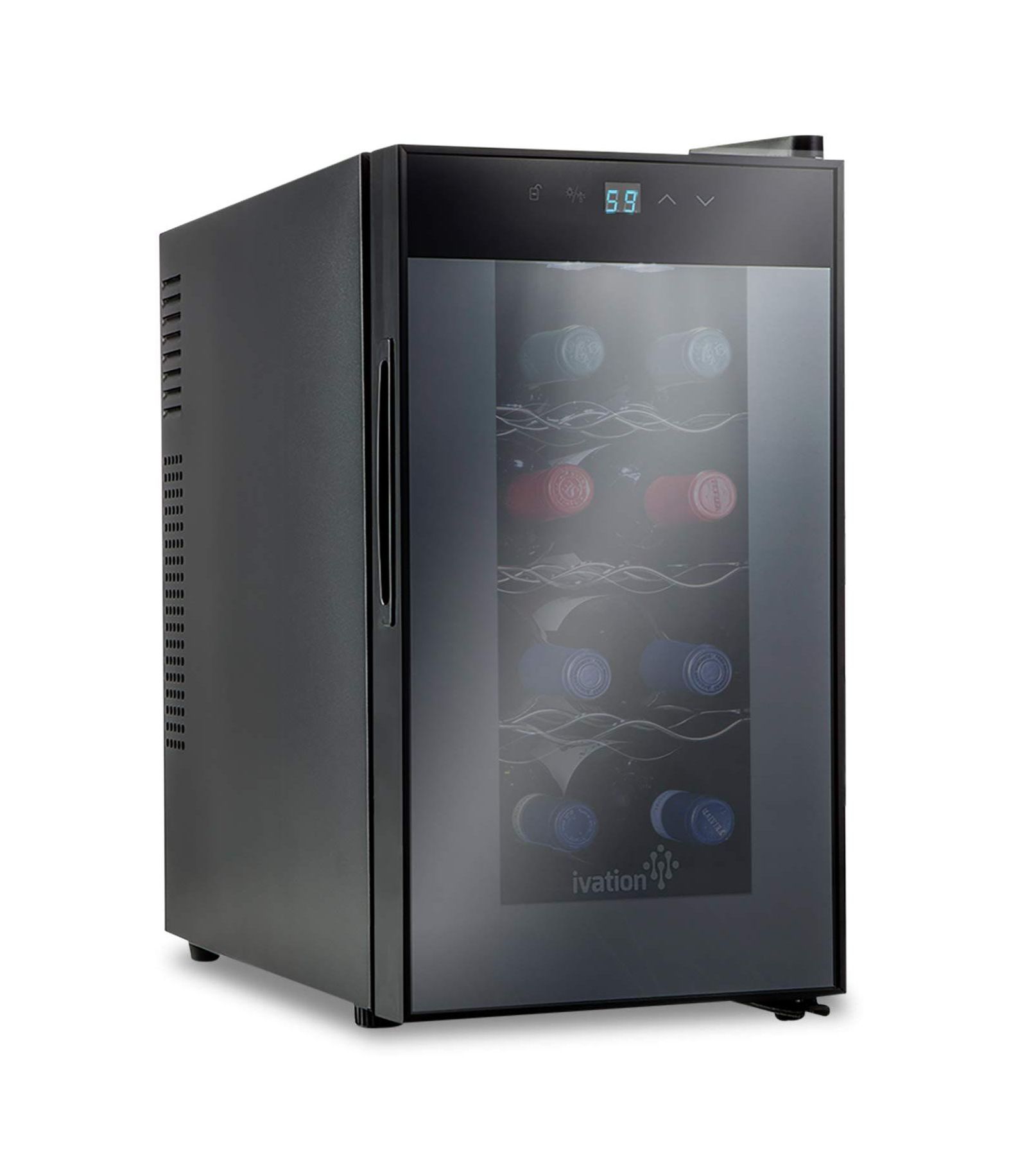 Ivation 8-Bottle Freestanding Thermoelectric Wine Cooler - Black