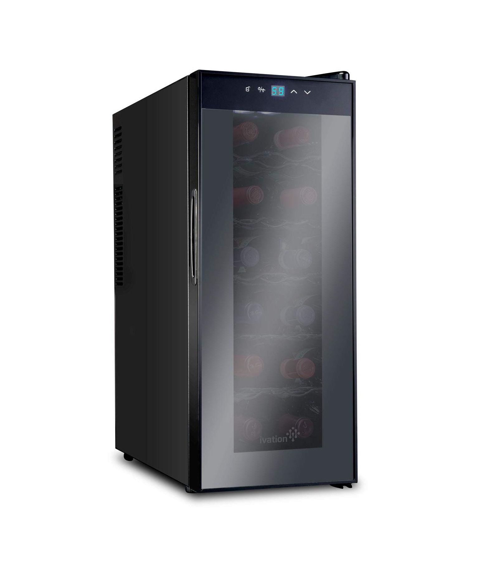 Ivation 12-Bottle Freestanding Thermoelectric Wine Cooler - Black