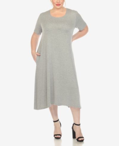 Миди-платье White Mark Plus Size с коротким рукавом и карманом