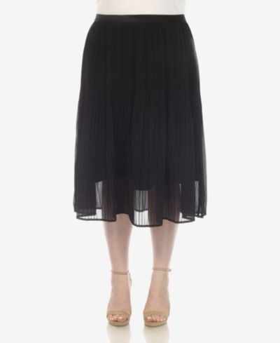 White Mark Plus Size Pleated Chiffon Midi Skirt