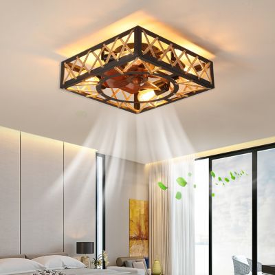Streamdale Furniture 17 x 17 x 6 inches Farmhouse Rustic Ceiling Fan with Remote and 6 Speeds