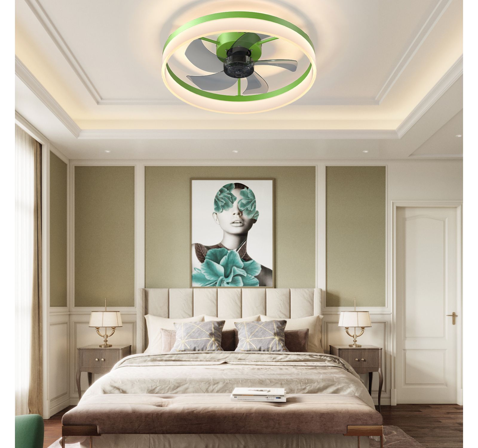 Потолочный вентилятор Streamdale Furniture Dimmable LED с тонким современным креплением
