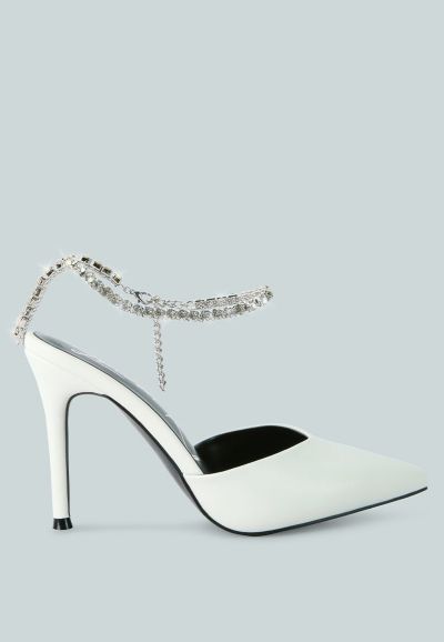 London Rag Womens Joyce Diamante Embellished Stiletto Mule Sandals