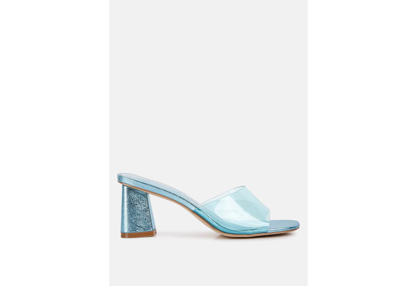 London Rag Womens Eugnie Clear Straps Block Heel Sandals