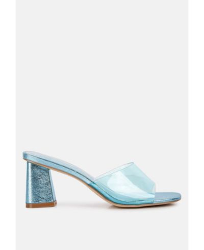 London Rag Womens Eugnie Clear Straps Block Heel Sandals