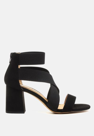 London Rag Womens Benicia Elastic Strappy Block Heel Sandals