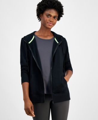 ID Ideology Women's Relaxed Zip-Front Long-Sleeve Fleece Hoodie, Created for Macy's