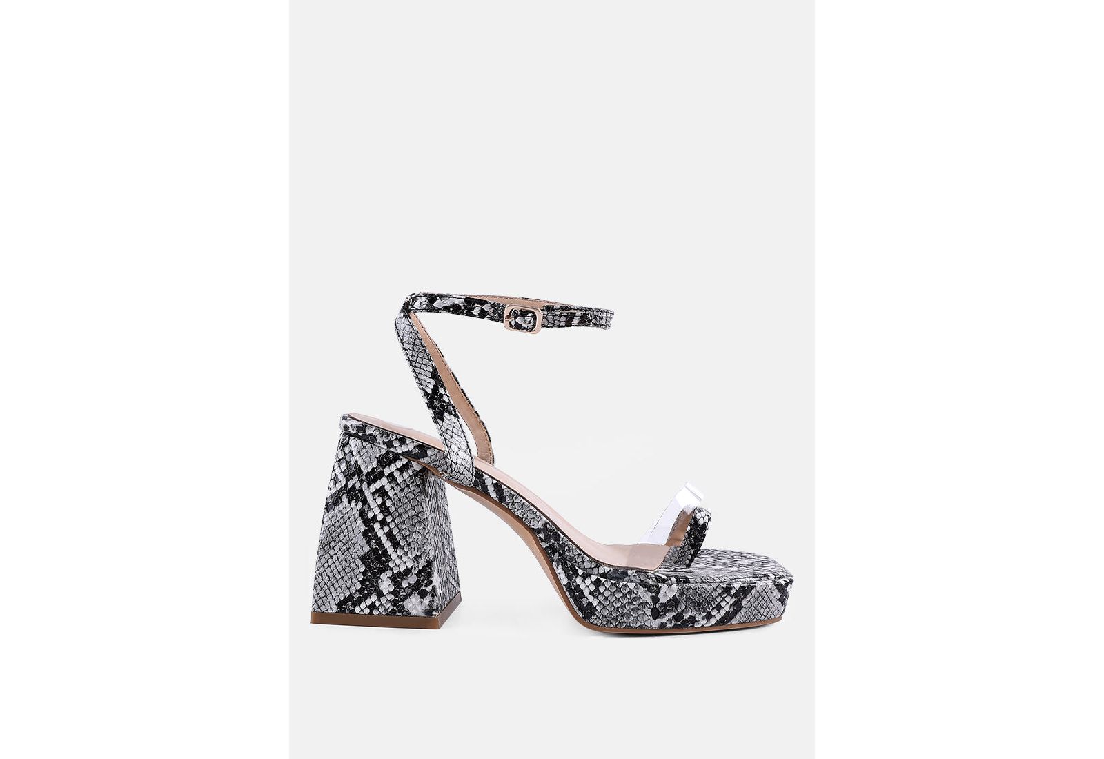 London Rag Women's Such Flirt Snake Print Triangular Block Heel Sandals