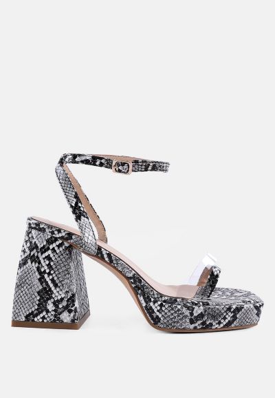 London Rag Women's Such Flirt Snake Print Triangular Block Heel Sandals