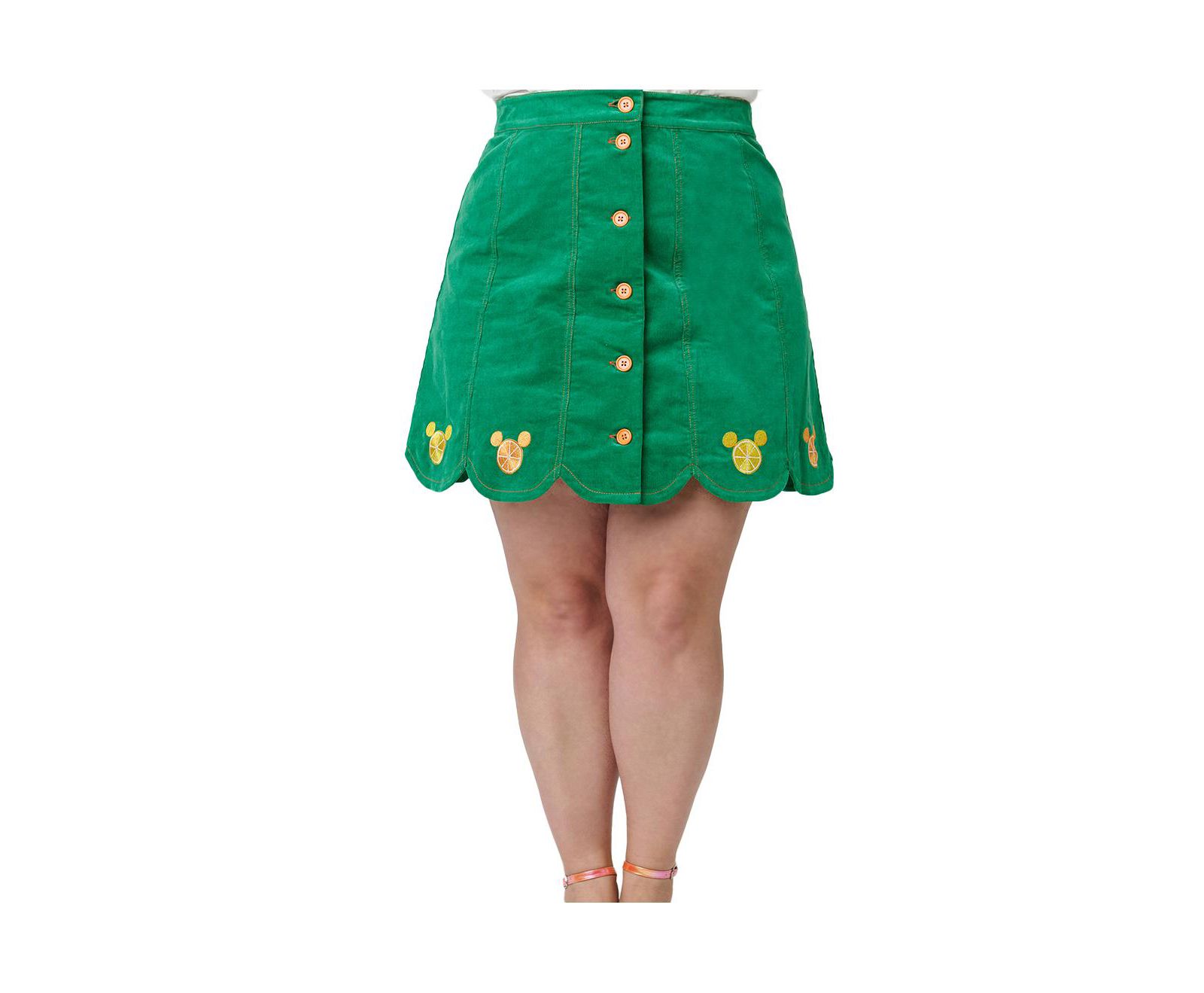 Smak Parlour Plus Size Scallop Hem Corduroy Mini Skirt
