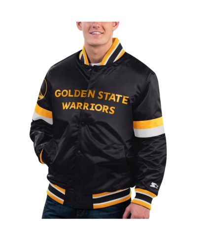 Мужская атласная куртка Starter Black Golden State Warriors Home Game Full-Snap Varsity