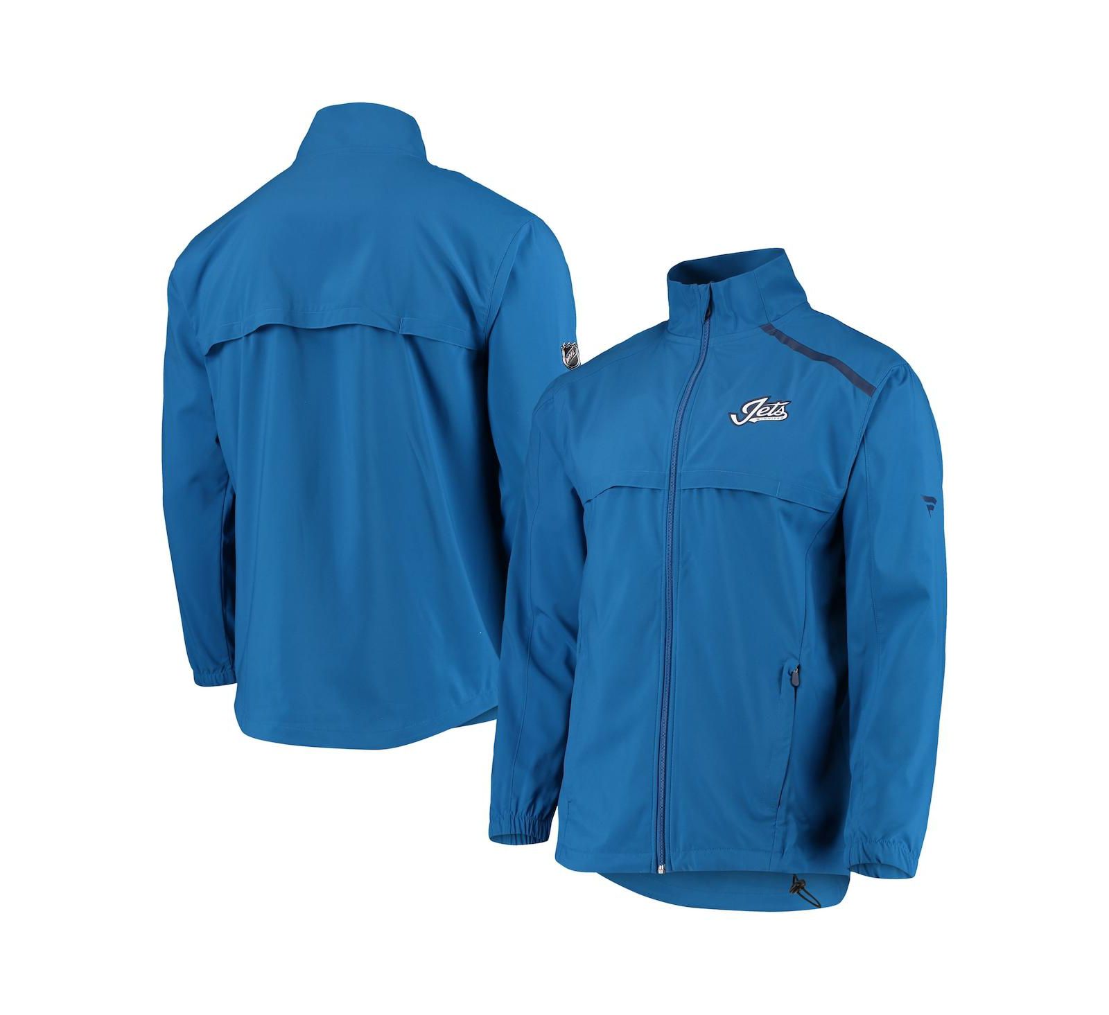 Men's Fanatics Blue Winnipeg Jets Alternate Logo Rinkside Mock Full-Zip Jacket