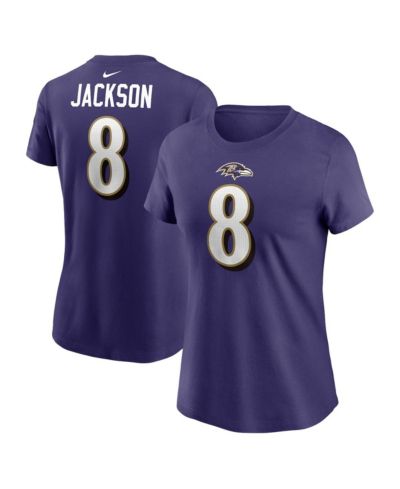 Women's Nike Lamar Jackson Purple Baltimore Ravens Player Name and Number T-shirt