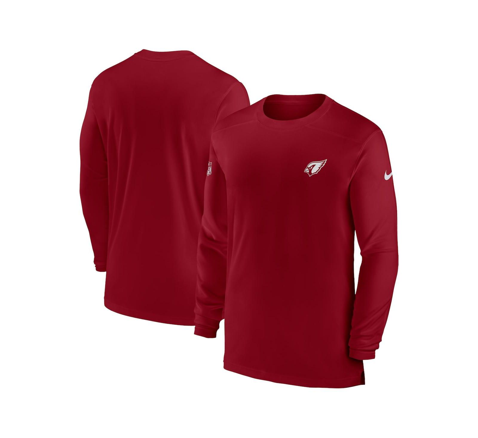Nike Мужской Cardinal Arizona Cardinals Sideline Coach Performance Long Sleeve T-shirt