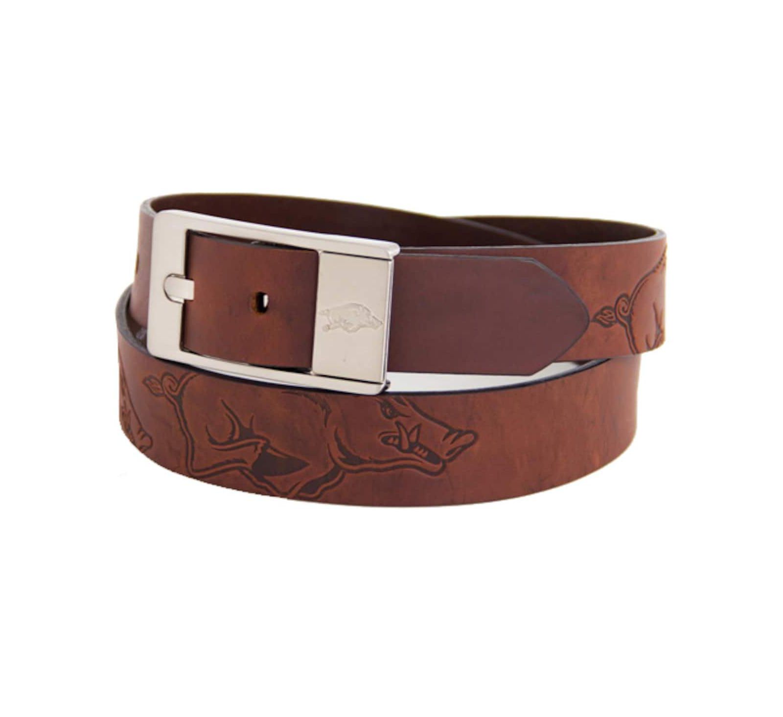 Men's Arkansas Razorbacks Brandish Leather Belt - Brown