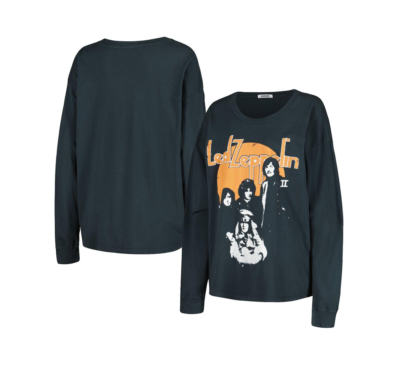 Женская футболка Daydreamer Black Distressed Led Zeppelin Portrait Merch Long Sleeve