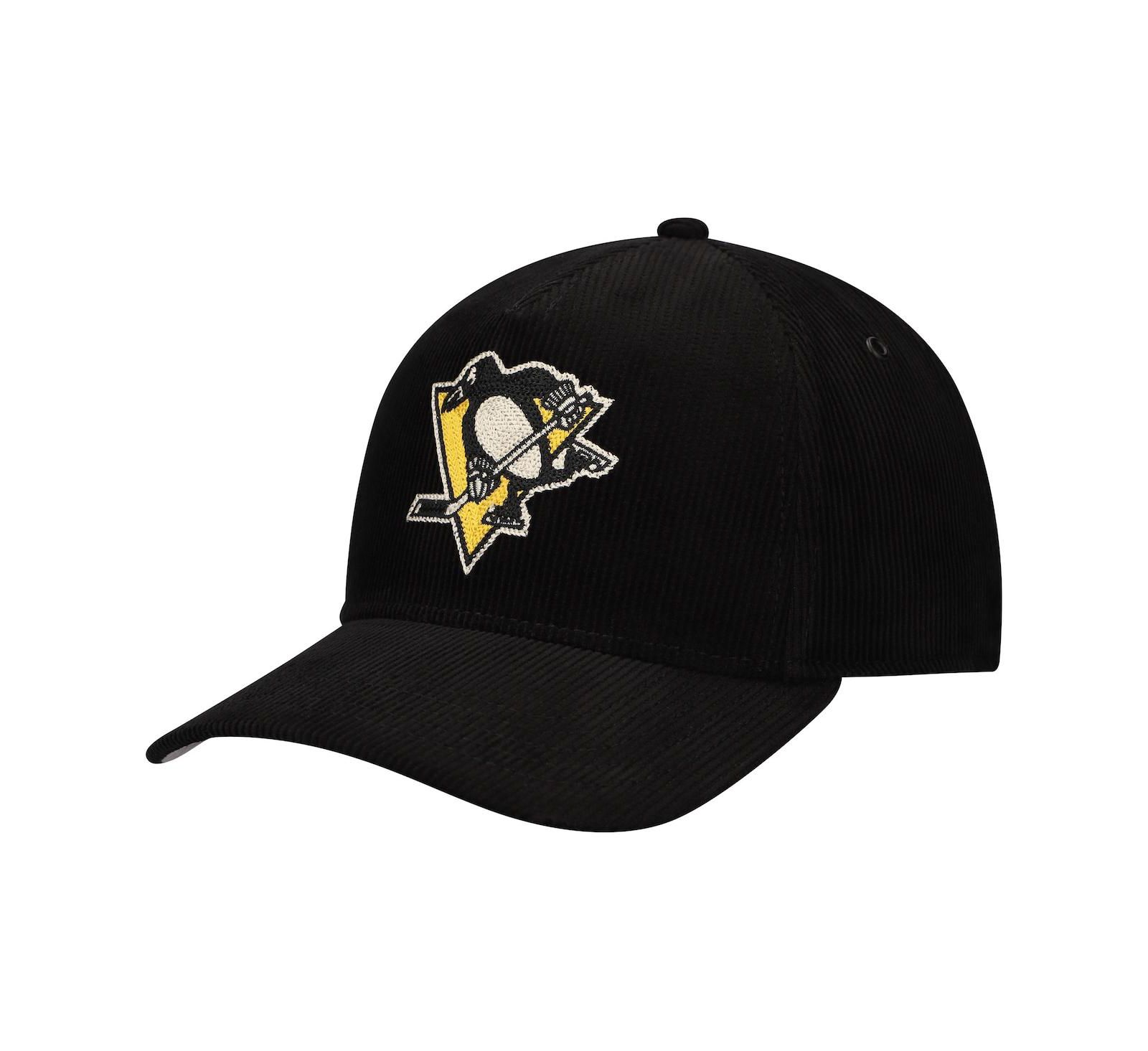 Мужская регулируемая кепка American Needle Black Pittsburgh Penguins Corduroy Chain Stitch
