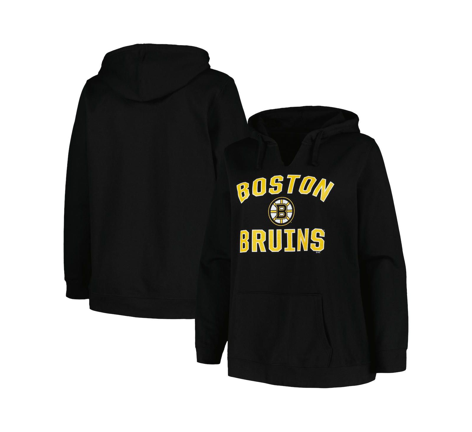 Женский худи Profile Black Boston Bruins Plus Size Arch Over Logo Pullover