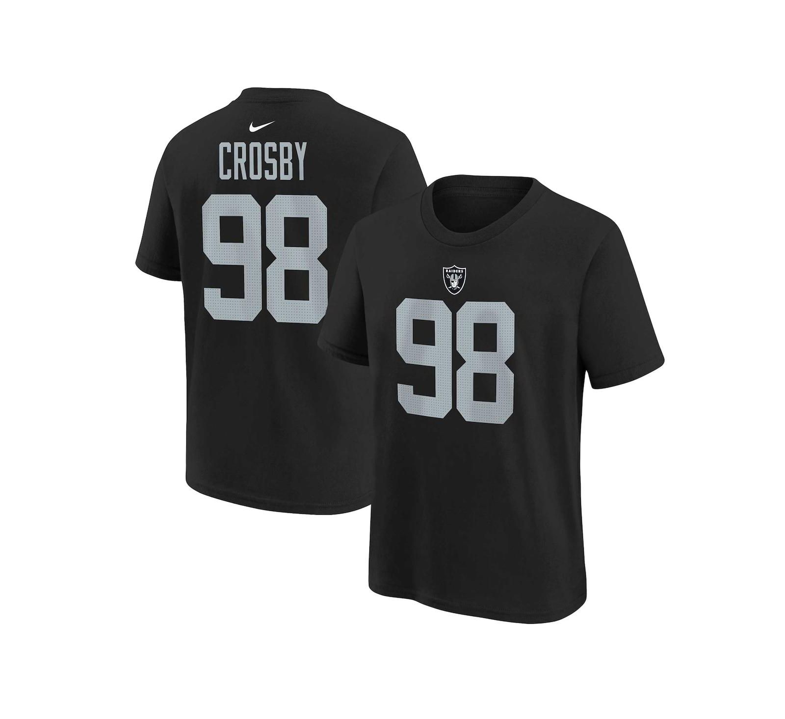 Youth Nike Maxx Crosby Black Las Vegas Raiders Player Name and Number T-shirt