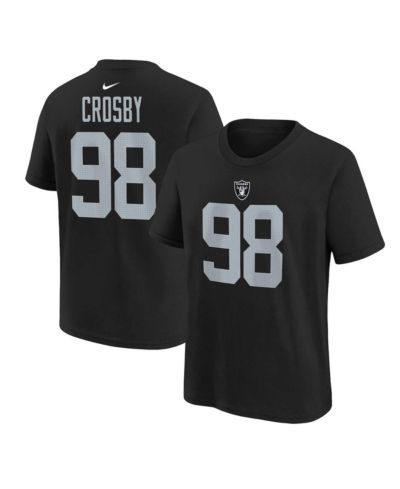 Youth Nike Maxx Crosby Black Las Vegas Raiders Player Name and Number T-shirt