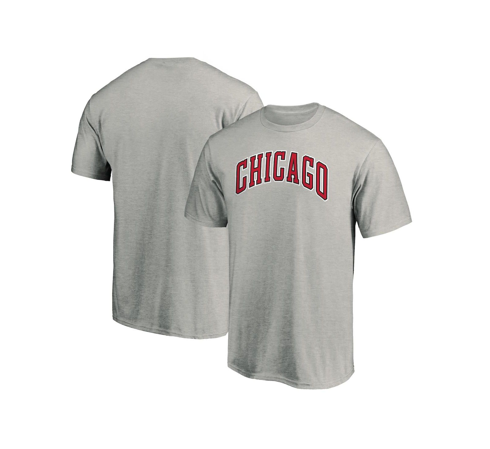 Мужская футболка Fanatics Heathered Gray Chicago Bulls Alternate Logo