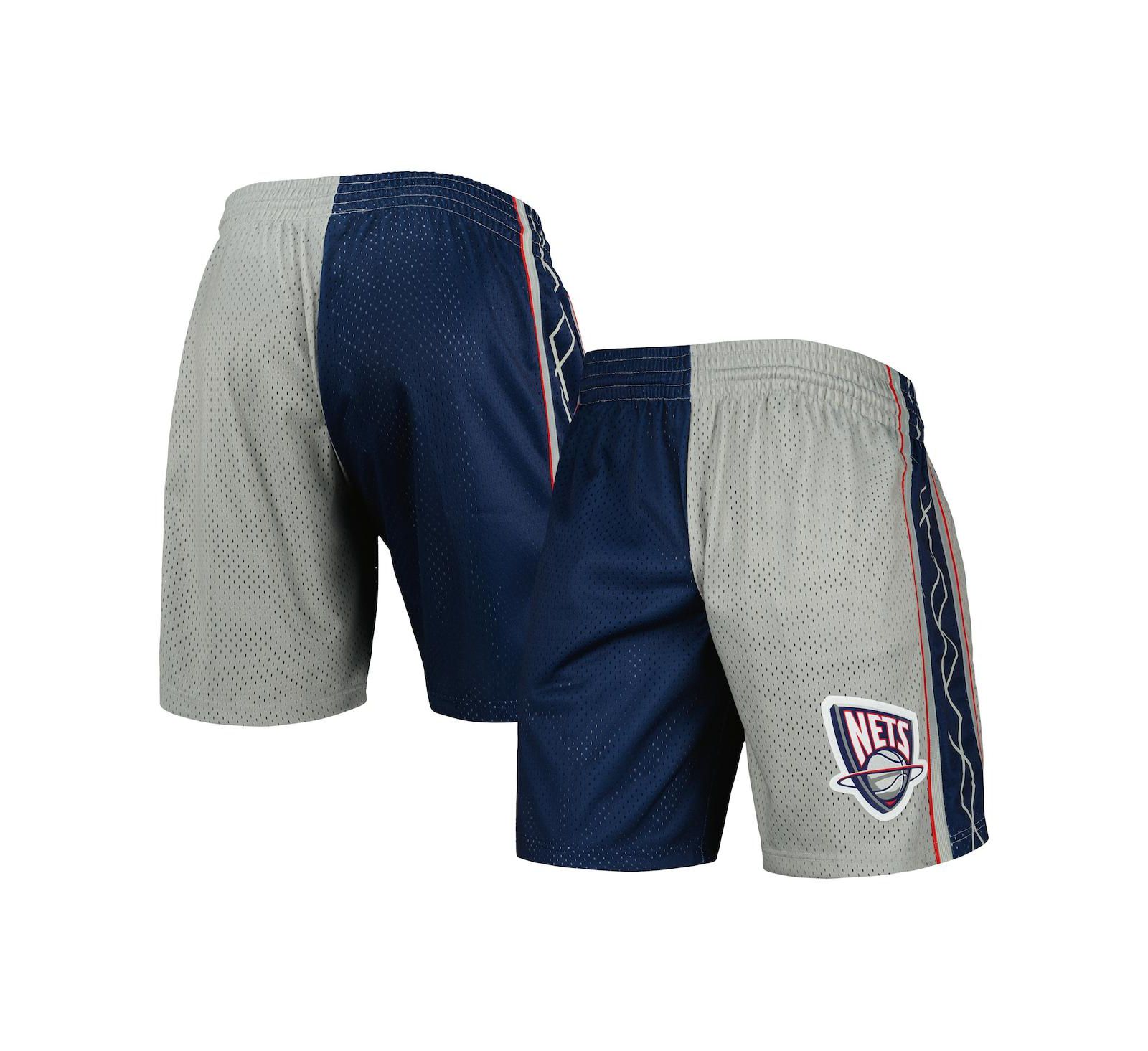 Мужские шорты Mitchell & Ness New Jersey Nets Hardwood Classics 2006 Split Swingman темно-синего и серебристого цвета