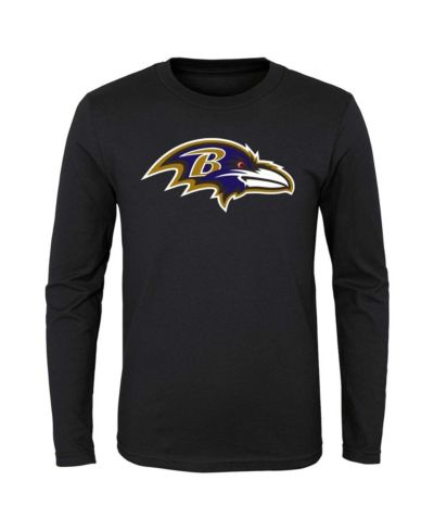 Детская футболка с логотипом Baltimore Ravens, черная, с длинным рукавом
