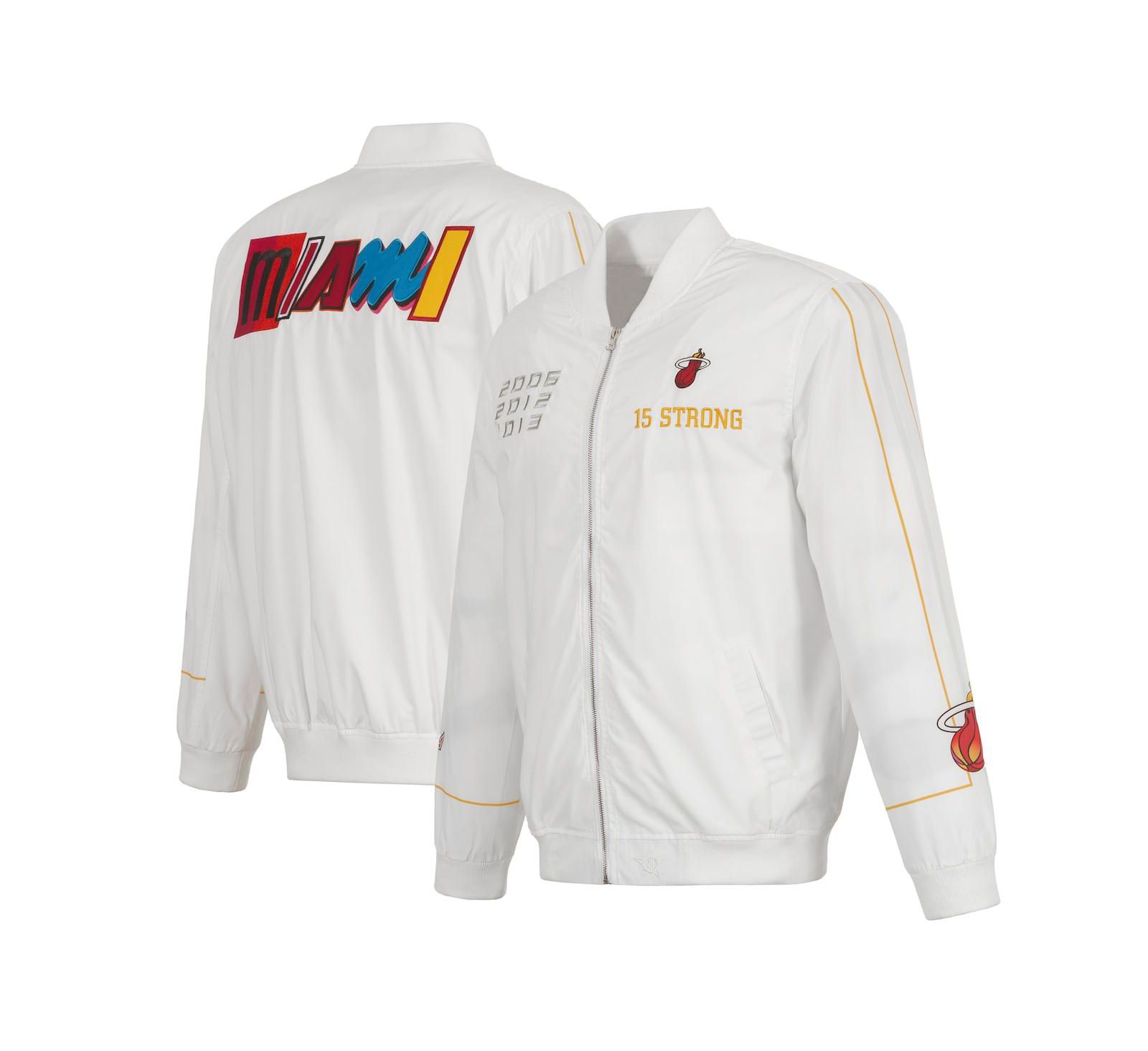 Мужская нейлоновая бомбер-куртка JH Design White Miami Heat 2022/23 City Edition на молнии