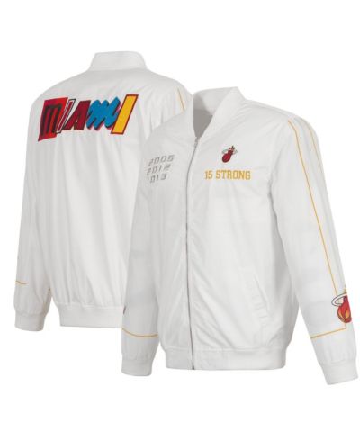 Men's JH Design White Miami Heat 2022/23 City Edition Full-Zip Nylon Bomber Jacket