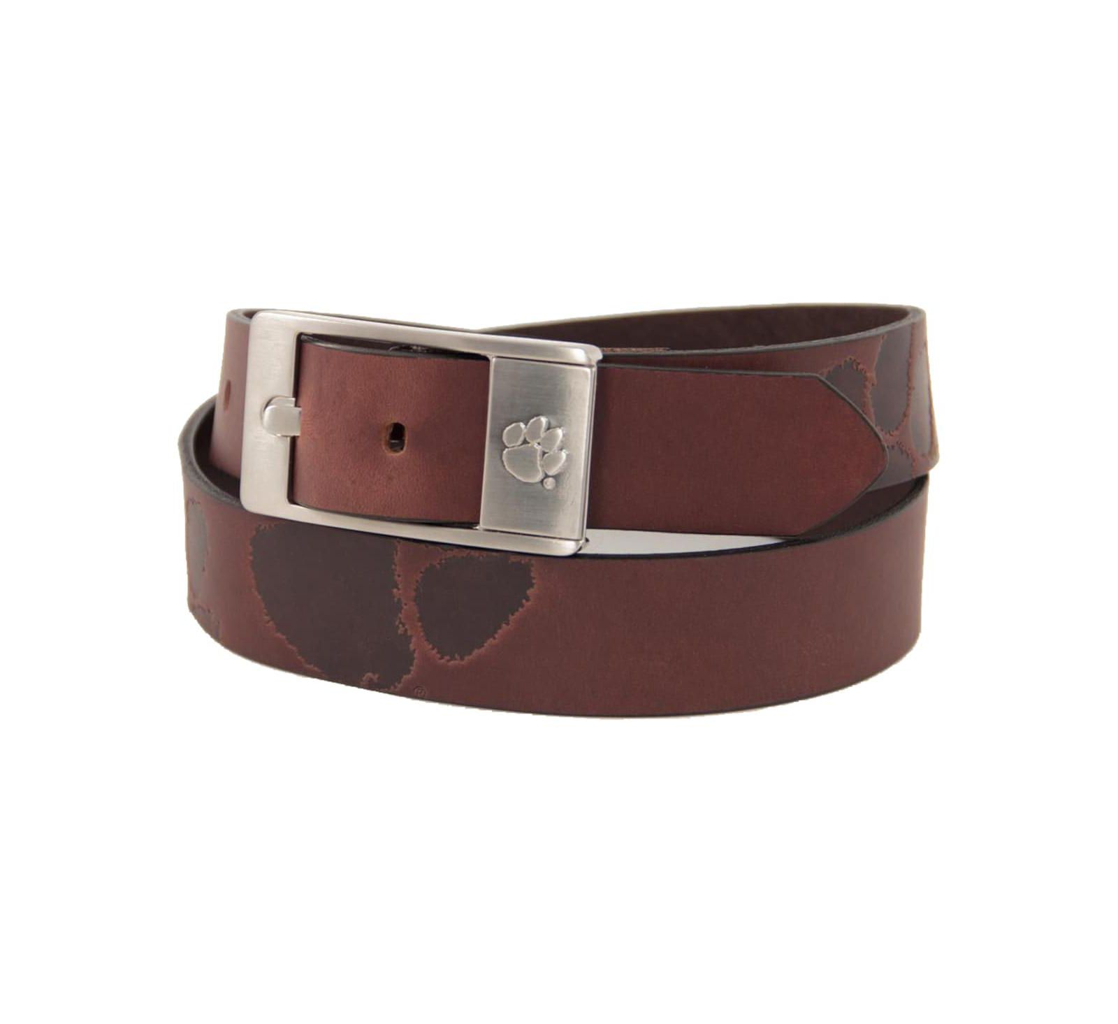 Men's Clemson Tigers Brandish Leather Belt - Brown