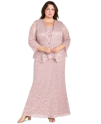 Женский комплект R & M Richards Plus Size: платье и жакет с металлическим кружевом