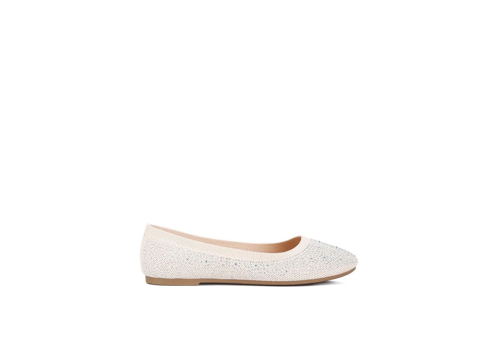 London Rag Womens Splash Rhinestones Embellished Ballet Flats