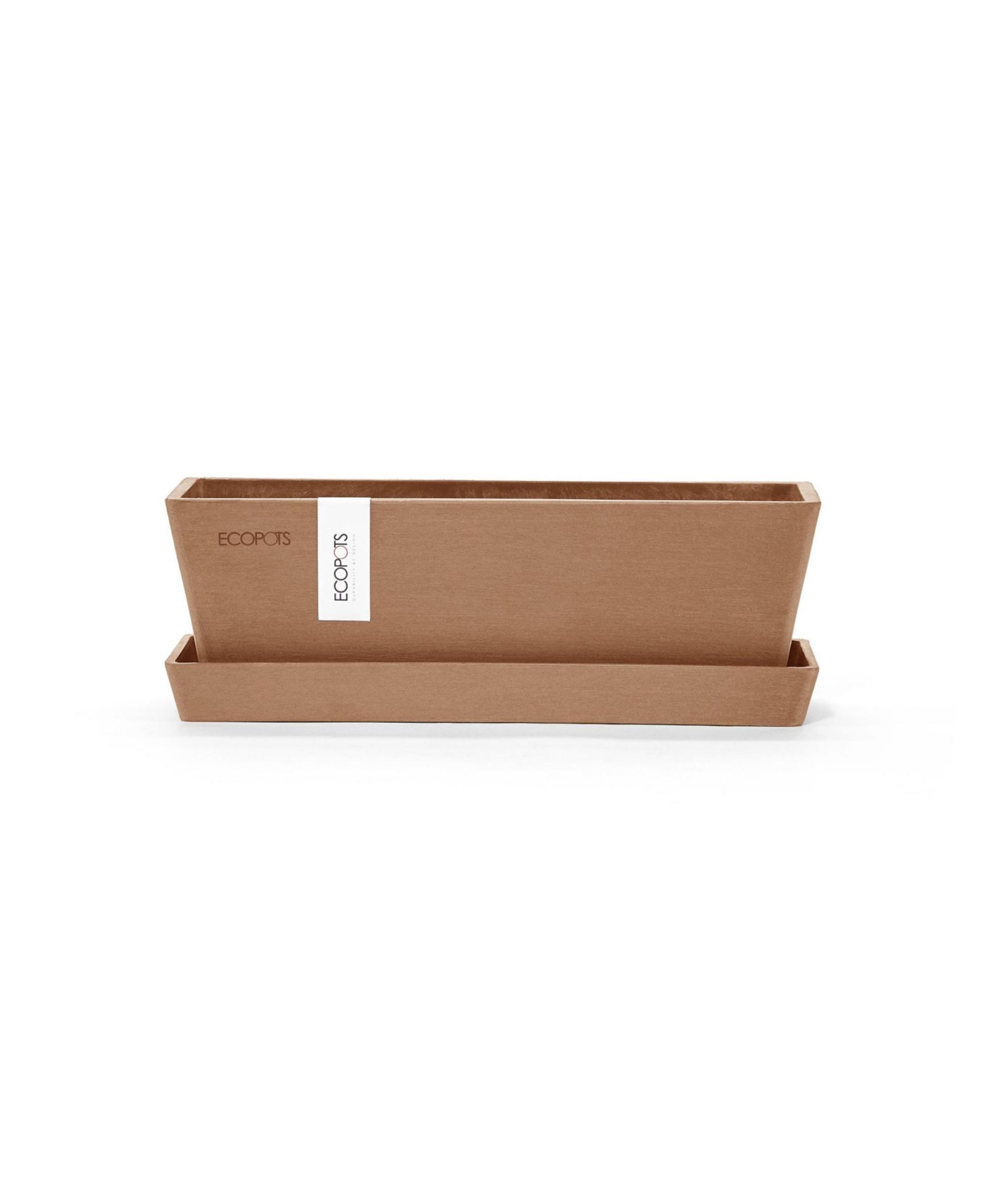 ECOPOTS Bruges Modern Plastic Rectangular Planter with Saucer, 10in