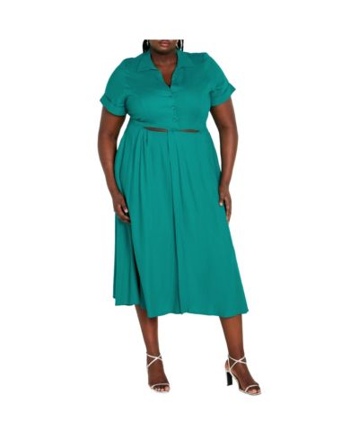 CITY CHIC Women's Malia Collar Cut Out Shirt Dress