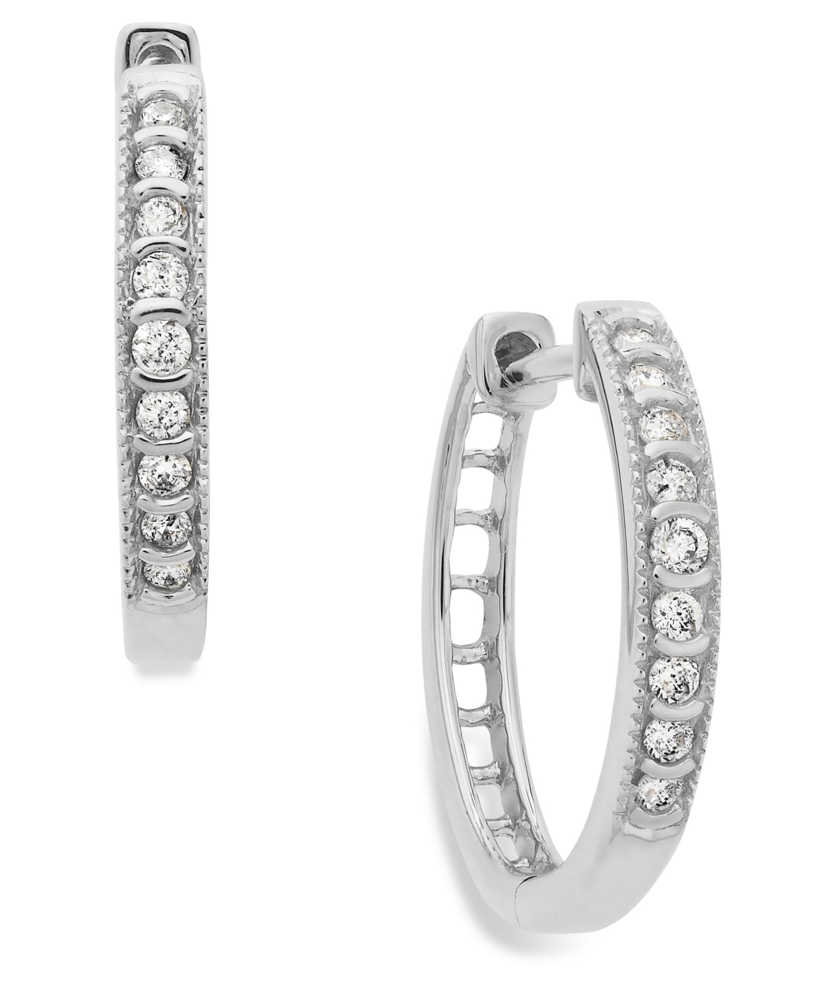 Серьги-кольца Diamond Mini Hoop из белого золота 10k (1/6 ct. t.w.)