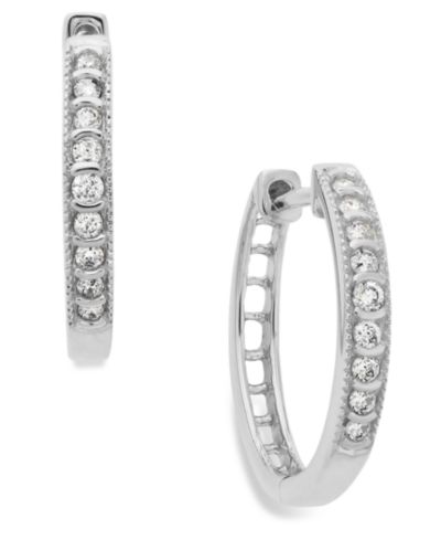 Серьги-кольца Diamond Mini Hoop из белого золота 10k (1/6 ct. t.w.)