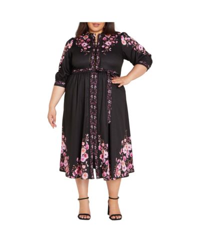CITY CHIC Women's Annabelle Button Down Floral Midi Dress